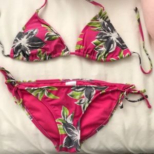 Tropical Pink Swimsuit Top and Bottom Pieces
